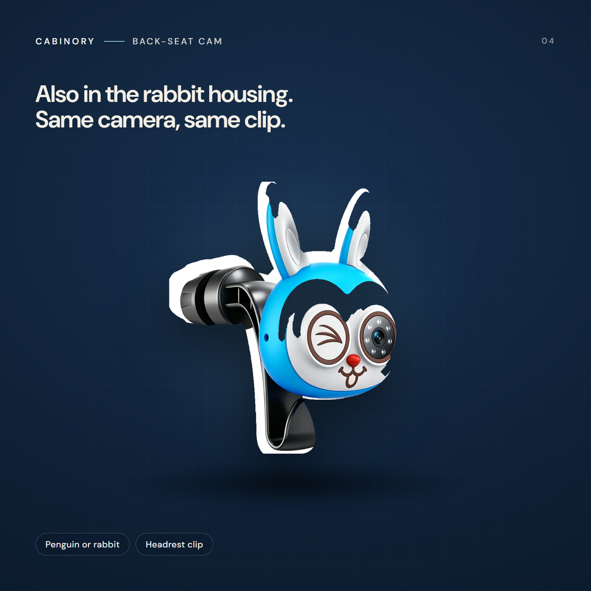 Cabinory Back-Seat Cam, also available in the rabbit housing